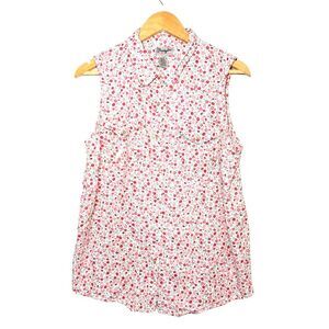 Wrangler Sleeveless Western Ditsy Floral Pearl Snap Button Shirt XL Cotton